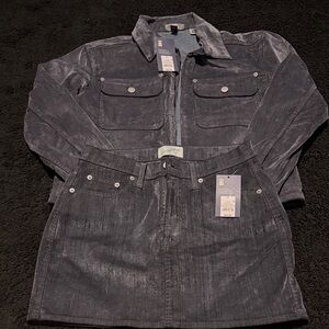 Universal Thread Blue Velvety Jacket and Skirt Set